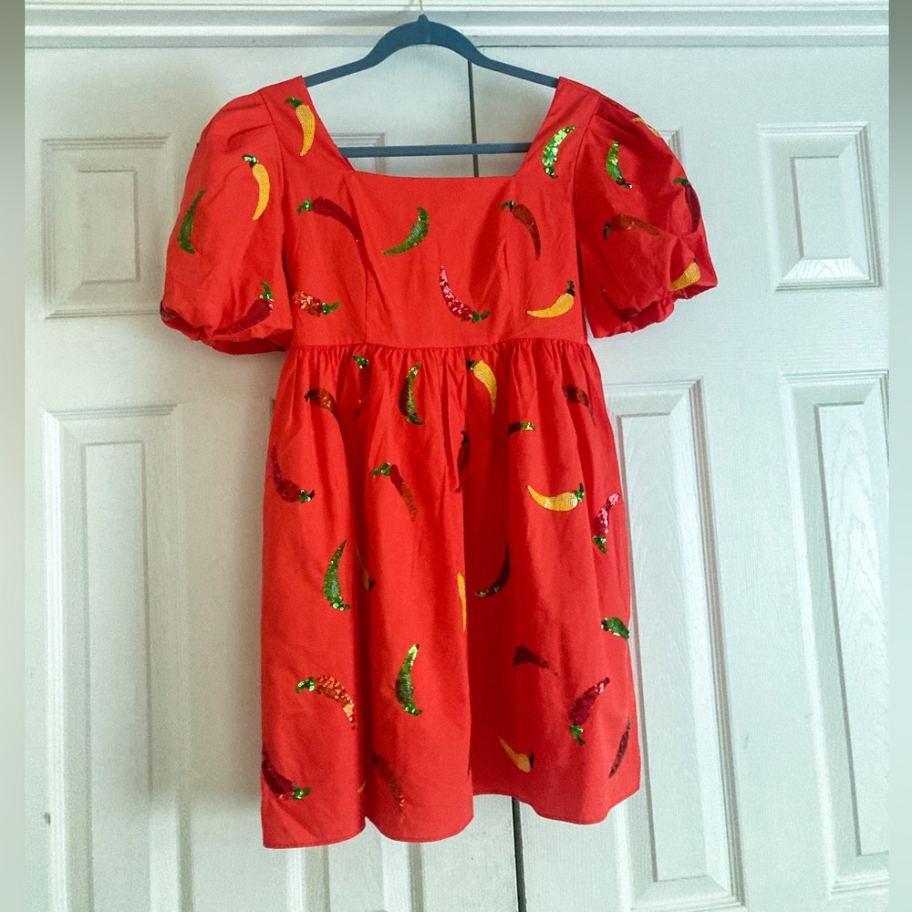 QUEEN OF SPARKLES Chili Pepper Dress Size S (Rare!)